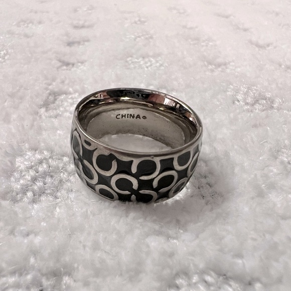 Coach Black and Silver Ring Size 54 (7) - Picture 7 of 8